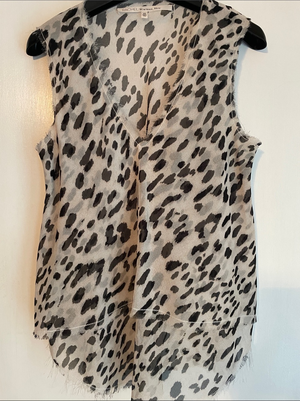 RACHEL Rachel Roy Snow Leopard Print Sheer Top XS